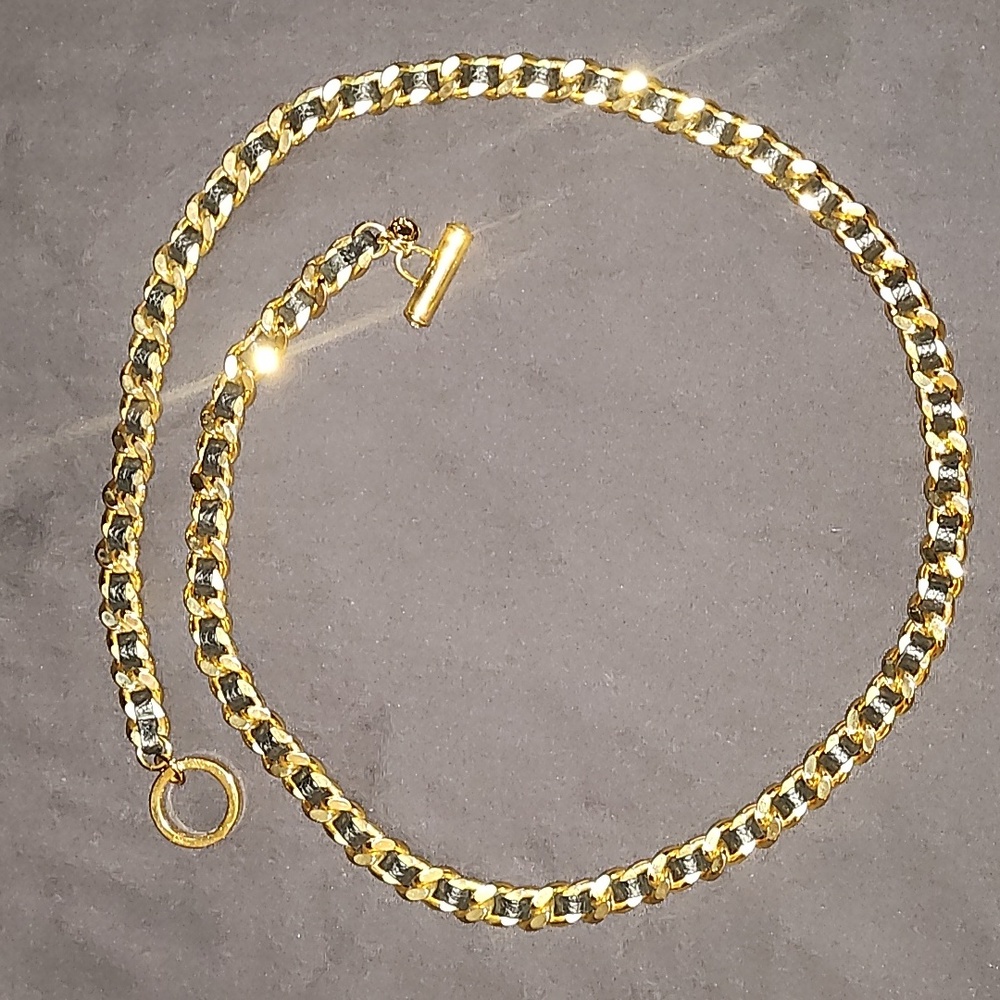C Wonder Gold and Black Leather Necklace